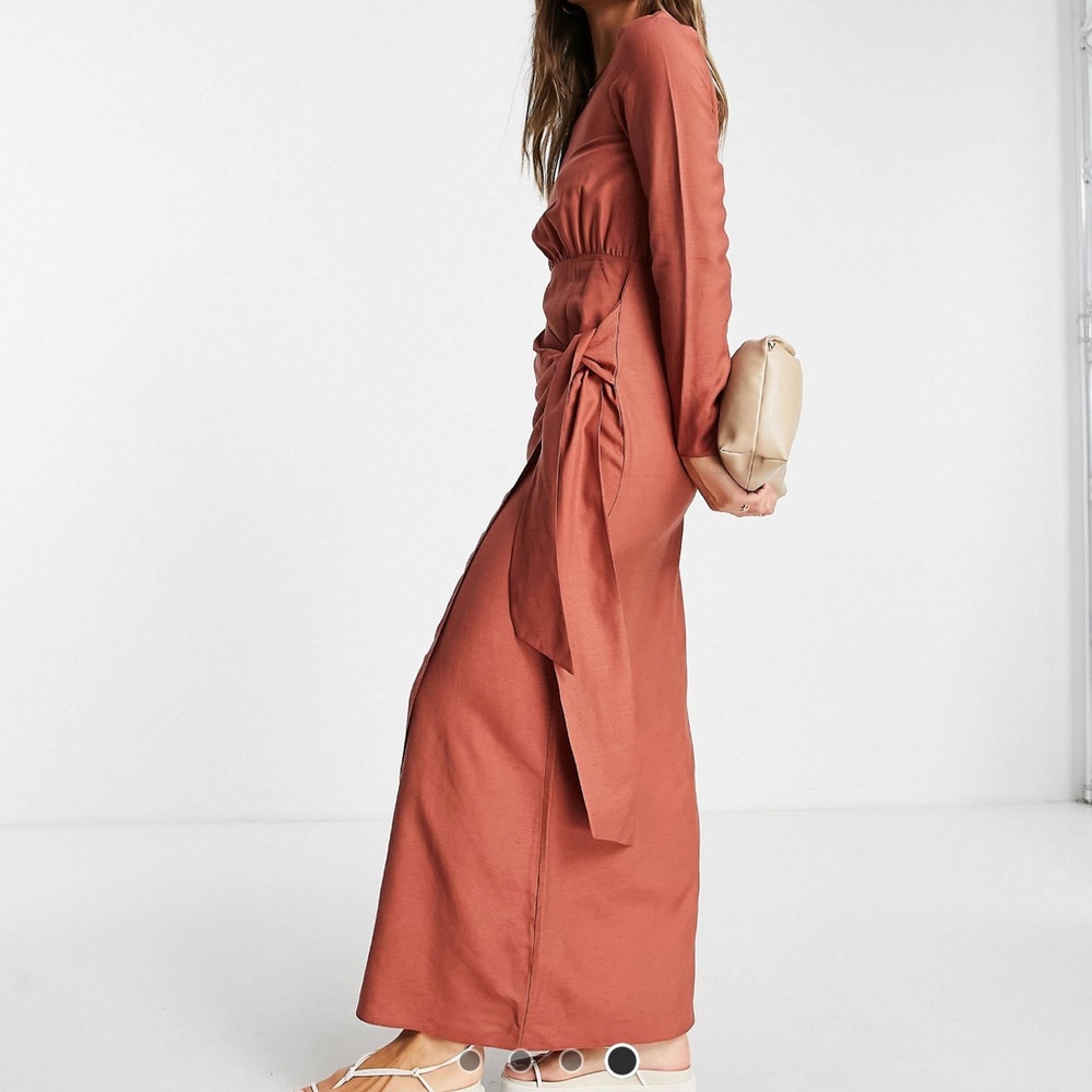 ASOS long sleeve maxi dress with wrap skirt - Picture 2 of 4